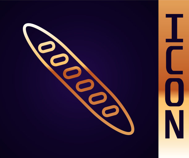 金线法国法棍面包图标孤立图片下载