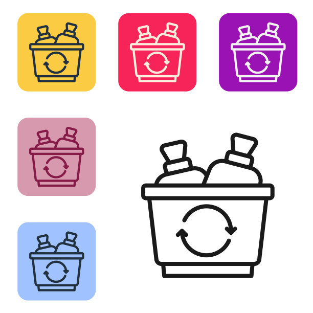 带有回收标志图标的黑线回收站图片下载