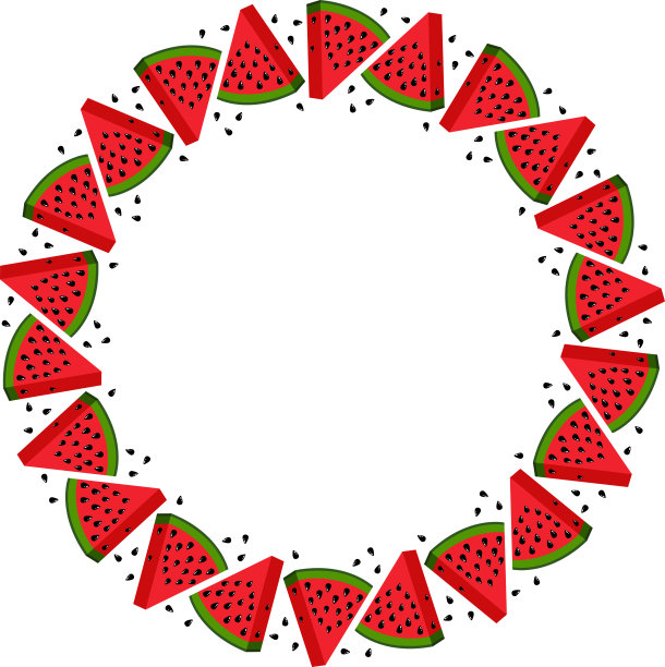西瓜片做成的圆形框架图片下载