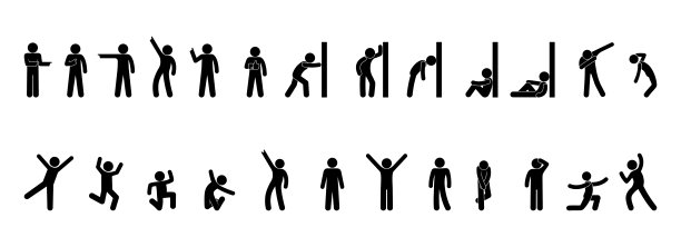 人的图标，人们站着的木棍图形，各种姿势，木棍人的姿势图片下载