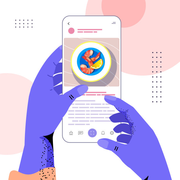 鲜虾配柠檬的开胃照片在智能手机屏幕上食物博客社交媒体博客发布食物猎人评论图片下载