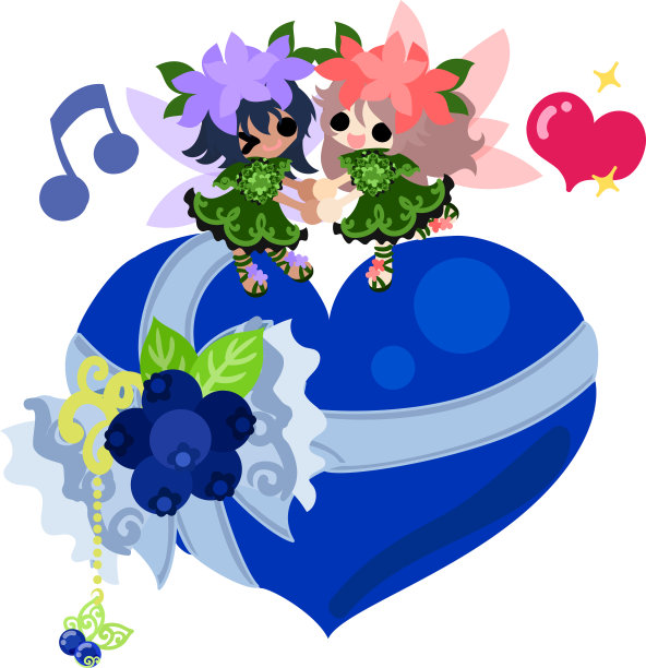 插图可爱的花精灵和蓝莓图片下载