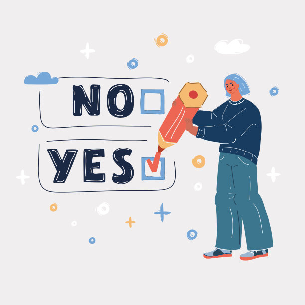 矢量插图的女人有一个是或否的标志图片下载