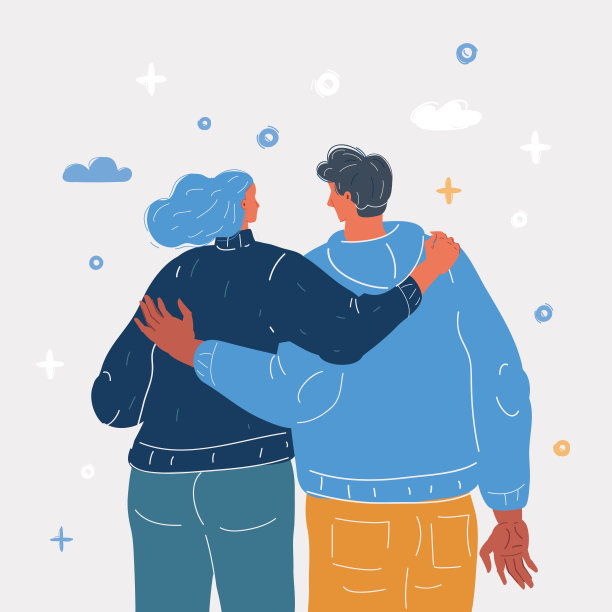 矢量插图的两个朋友或夫妇顶视图。图片下载