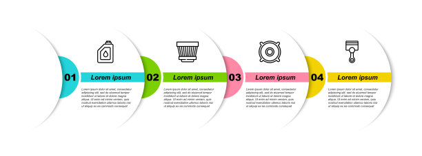 用于机油、汽车空气滤清器、音箱和发动机活塞。业务信息模板。向量图片下载