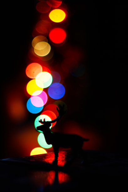 升起的彩色散景灯和圣诞装饰图片下载