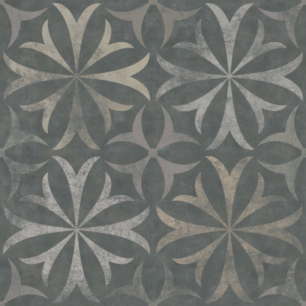 水泥背景几何花卉图案，无缝纹理，3d插图图片下载