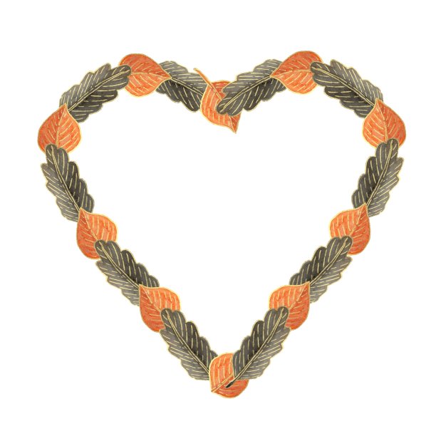 框架，心在一个秋天的主题从水彩插图的树叶图片下载