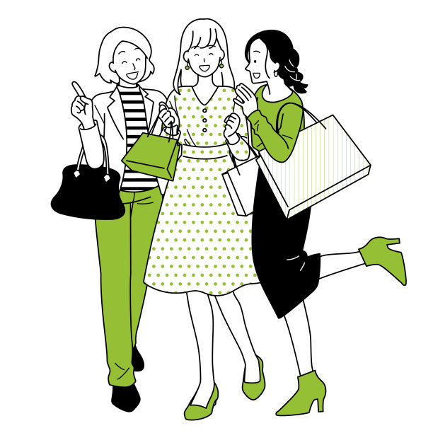 女性购物插图，全身。图片下载