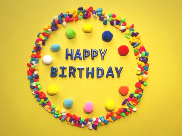 七彩快乐生日派对平铺背景图片下载