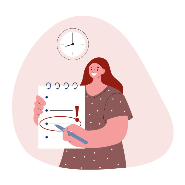 女人列了一张待办事项清单。平面风格的矢量插图。图片下载