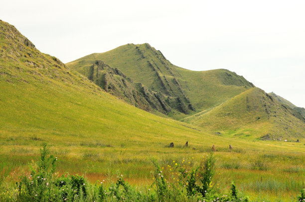 异常笔直的岩层穿过山脉的顶端。图片下载