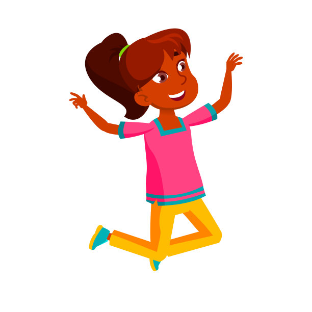 欢乐跳跃少女矢量图片下载