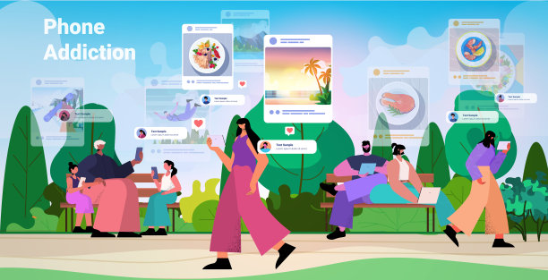 上瘾的人，在社交网络上分享照片的博主，男人，女人，为粉丝发帖子，社交媒体成瘾图片下载