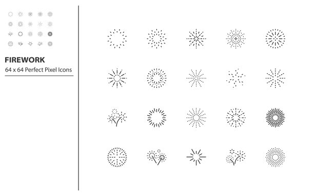 设置烟花线图标，庆祝新年，日升图片下载