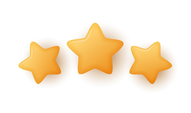 三个黄色的星星。客户评价反馈概念。卡通三维设计。矢量插图。图片下载