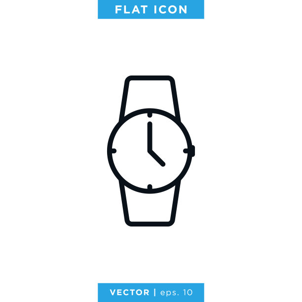 腕表图标矢量股票插图设计模板。图片下载