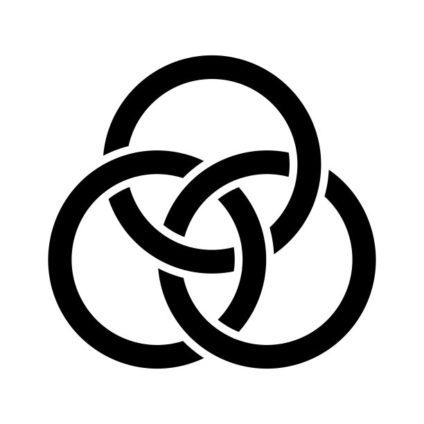 连接的圆，标志概念，三个连接的环矢量插图图片下载