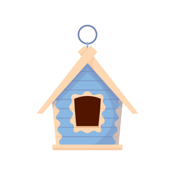 可爱的木制鸟屋的蓝色，孤立的鸟屋，家或巢与斜坡屋顶和洞入口的白色图片下载