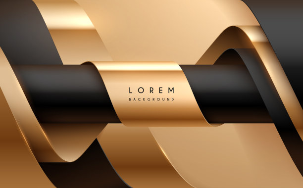 抽象的黑色和金色缎带背景图片下载