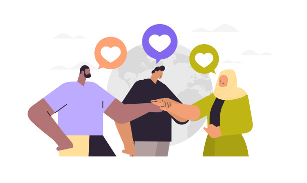 不同种族的人手拉手，朋友站在一起，支持团队合作，多元文化的社会理念图片下载