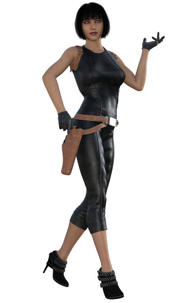 未来女战士穿着黑色的裙子，3d渲染图片下载