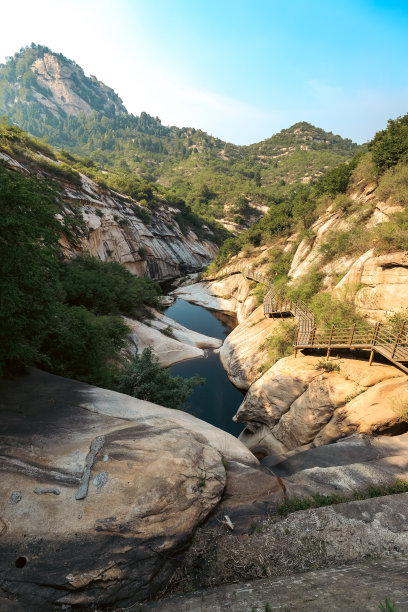 原始森林、自然风光、山谷、丛林、岩石、溪流、林荫小道图片下载