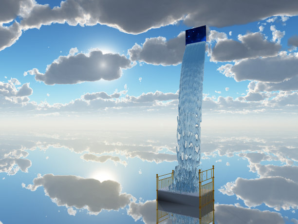 大量的水流到河床上图片下载