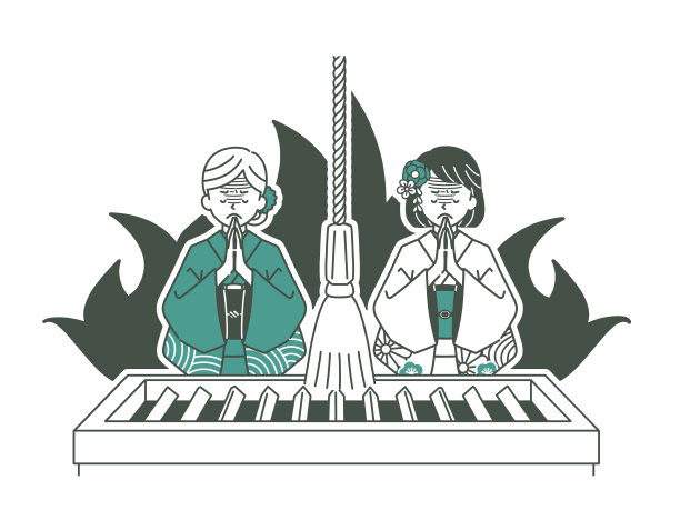 两个穿着和服的女人绝望地祈祷图片下载