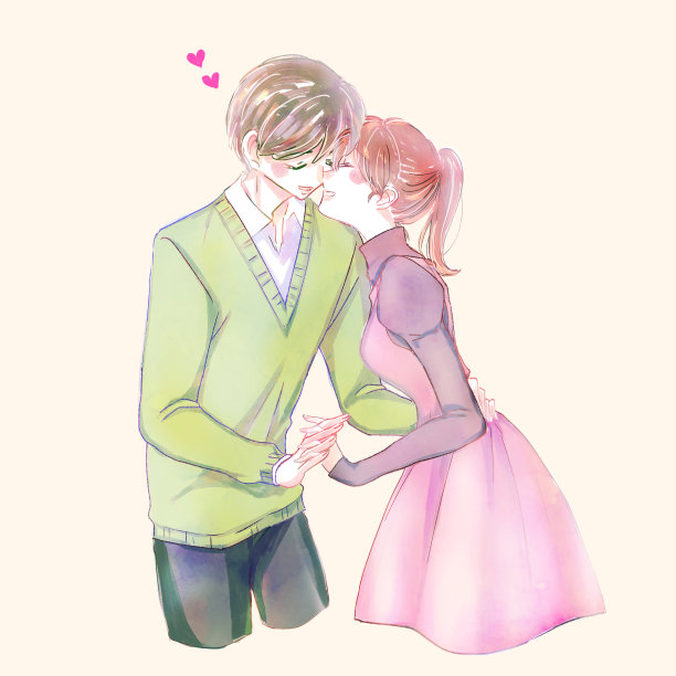 一对可爱的夫妇的插图图片下载