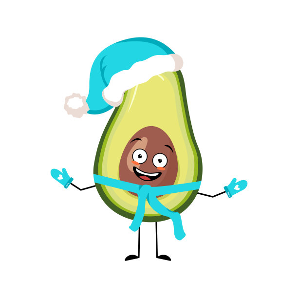 快乐的鳄梨圣诞老人角色图片下载