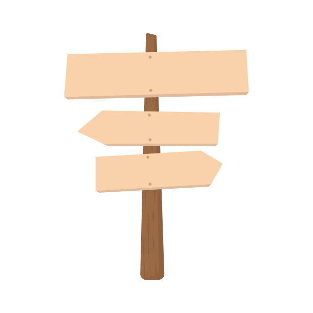 木制路标图标。彩色剪影。垂直的观点。矢量平面简单图形说明。白色背景上的孤立对象。隔离。图片下载