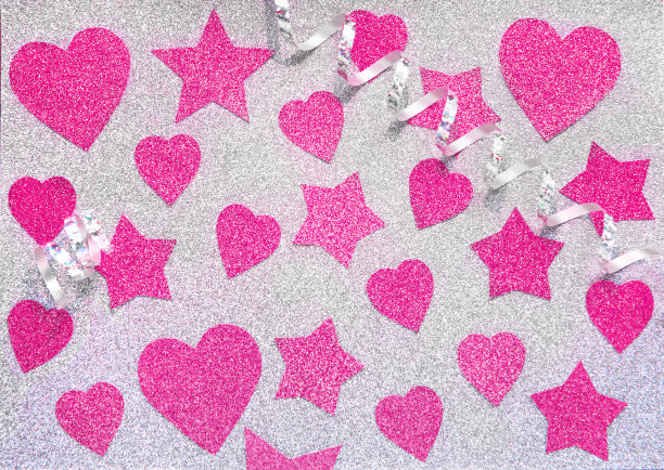 心和星星作为背景。情人节的概念。图片下载