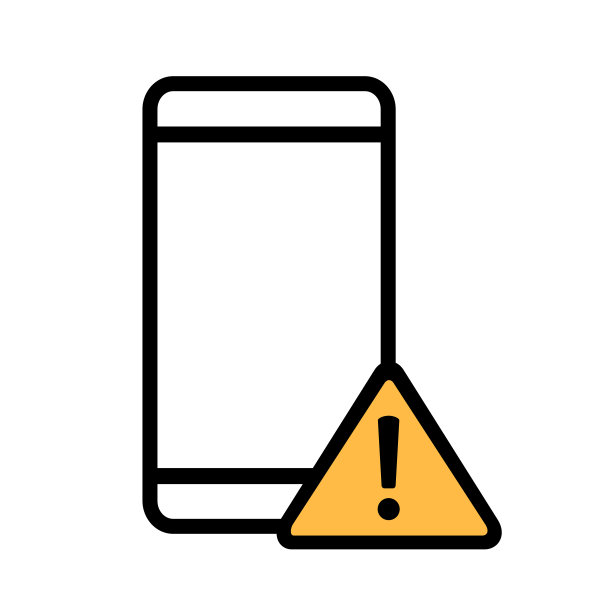 手机警告通知。带感叹号的智能手机。图片下载