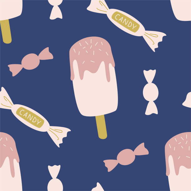 无缝矢量糖果糖果图案。织物、纺织品、包装、封面等的食品重复背景。图片下载