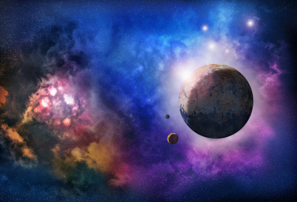 外太空的星云，行星和星系。图片下载