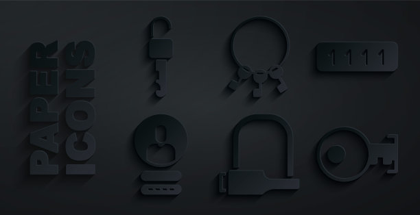 设置自行车锁，密码保护，创建帐户界面，钥匙，钥匙串和解锁图标。向量图片下载