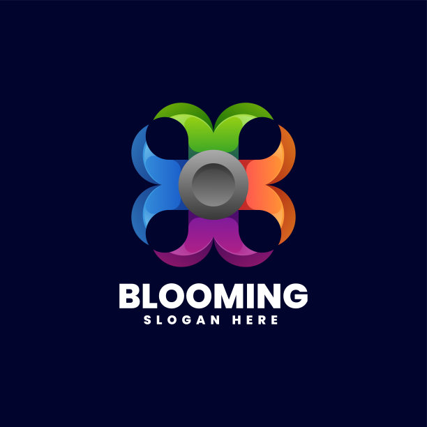 矢量标志插图盛开梯度彩色风格。图片下载