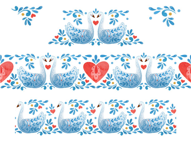 设置边界与天鹅和民俗元素图片下载