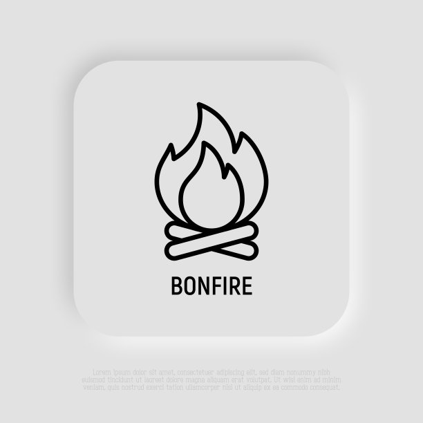 篝火细线图标。篝火。矢量插图。图片下载