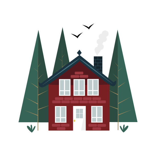 树林里可爱的红砖房子图片下载