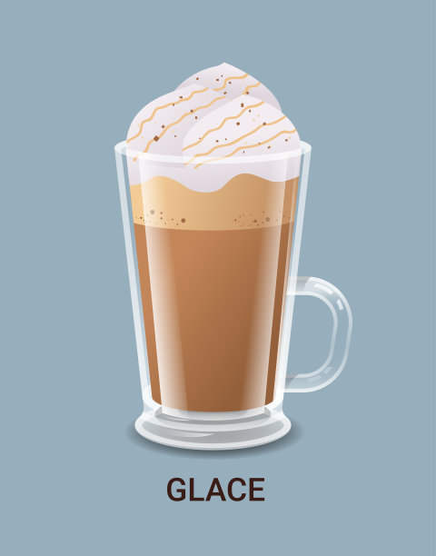 现实的咖啡在玻璃杯热糖霜垂直喝图片下载