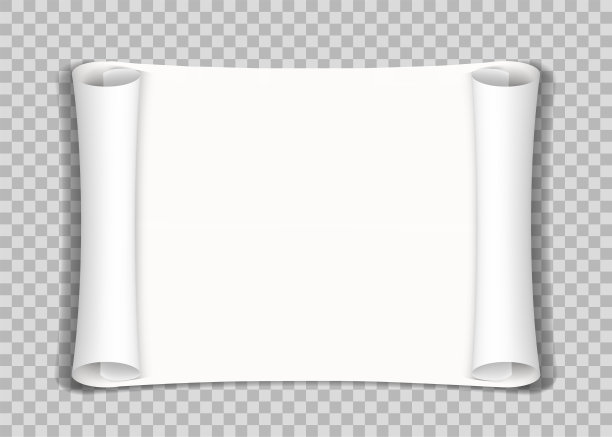 纸卷轴。隔离在透明背景上的空模板。图片下载