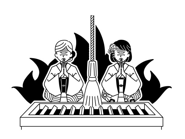 两个穿着和服的女人绝望地祈祷图片下载