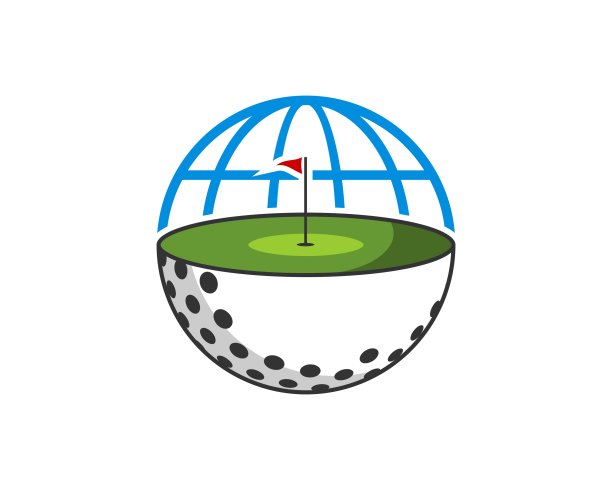 半高尔夫球，带场地，里面有抽象的球体图片下载