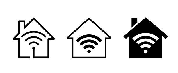 家庭WiFi和无线电波图标图片下载