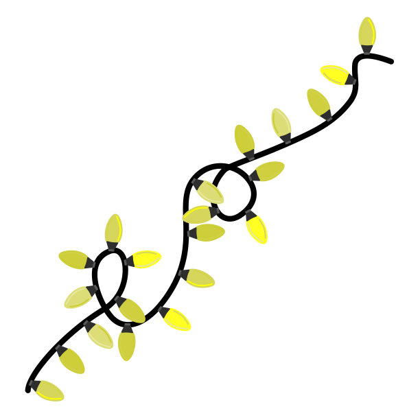 节日黄色闪耀的花环装饰矢量插图图片下载