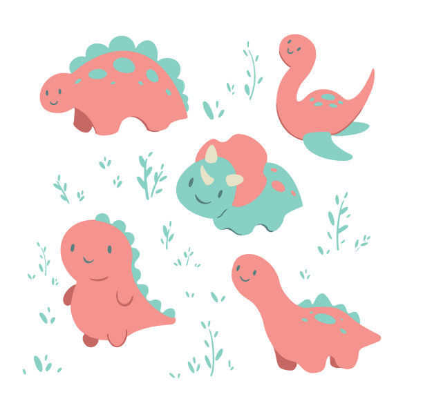 可爱的儿童剪纸恐龙图片下载