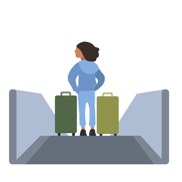 电梯上的女人孤立的插图图片下载