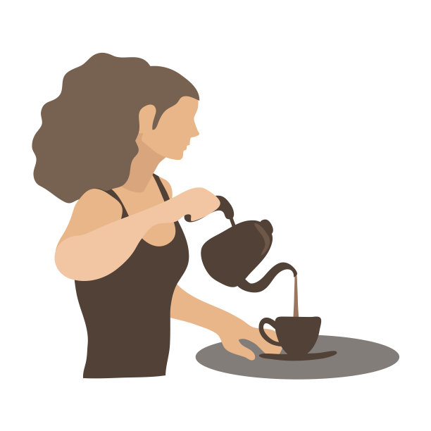 年轻女子正在制作早茶插图图片下载